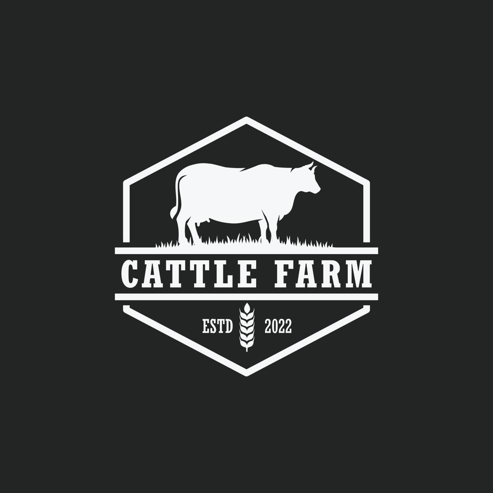 vetor de logotipo de fazenda de gado. logotipo da fazenda de vacas