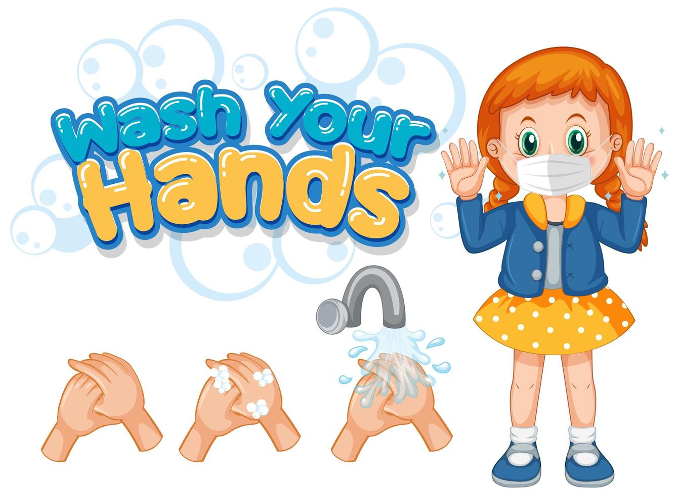 cartaz de coronavírus para lavar as mãos vetor