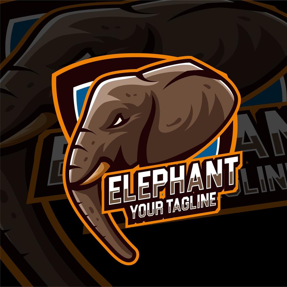 logotipo de modelo de jogo de cabeça de elefante vetor