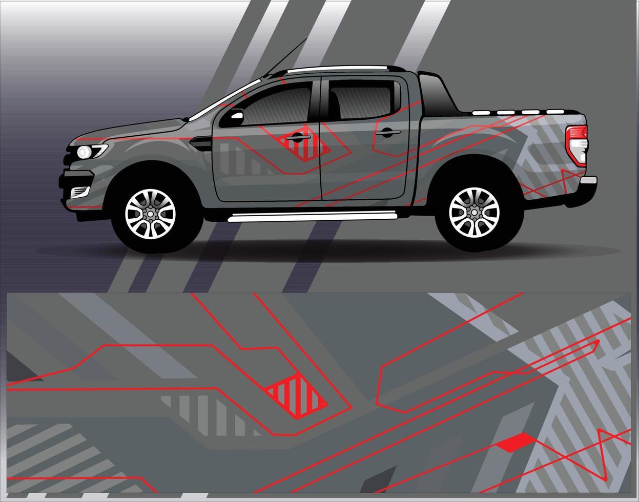 vetor de design de envoltório de carro. desenhos de kit de fundo de corrida de listras abstratas gráficas para aventura e libré de rali de carro de corrida de veículo de envoltório