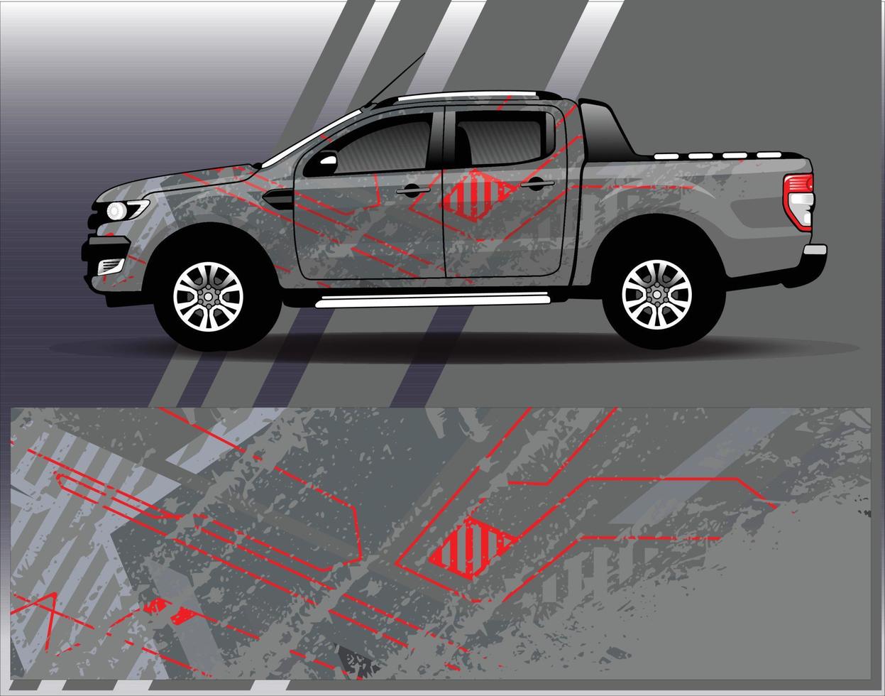 vetor de design de envoltório de carro. desenhos de kit de fundo de corrida de listras abstratas gráficas para aventura e libré de rali de carro de corrida de veículo de envoltório