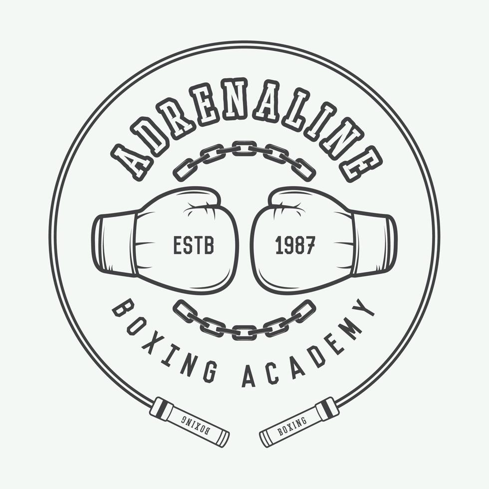 logotipo de boxe e artes marciais, distintivo ou rótulo em estilo vintage. ilustração vetorial vetor