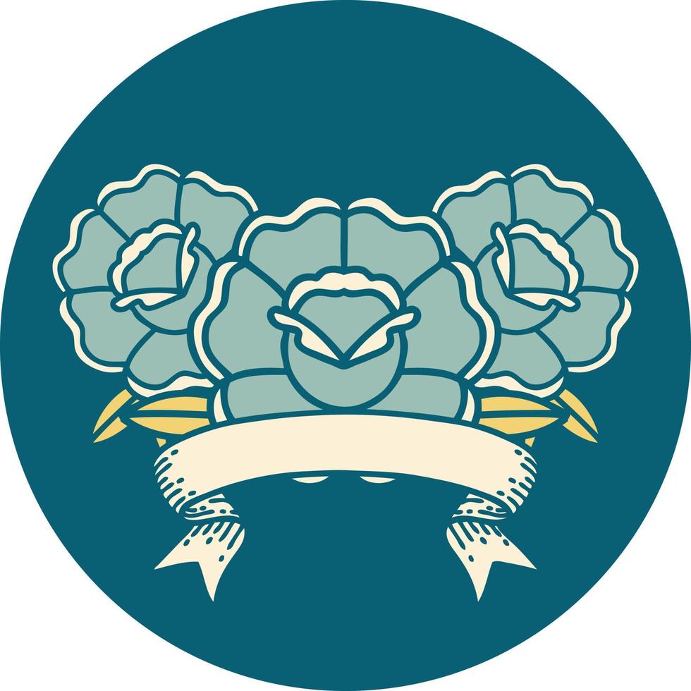ícone com banner de um buquê de flores vetor