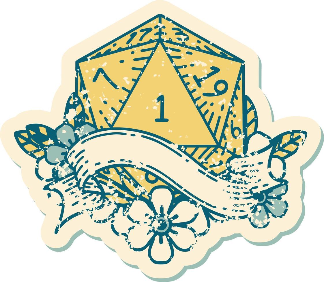 ilustração de rolagem de dados natural de um d20 vetor