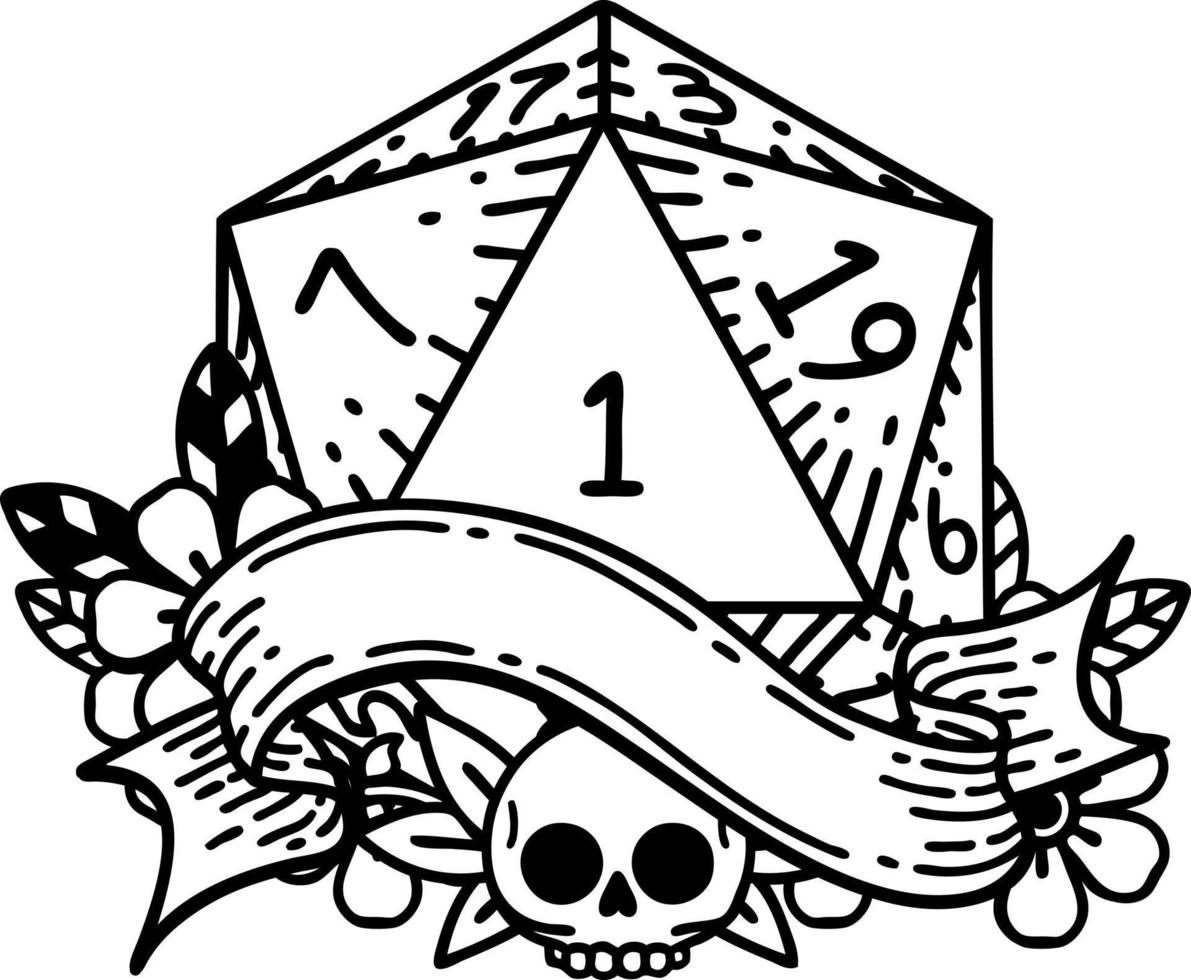 ilustração de rolagem de dados natural de um d20 vetor