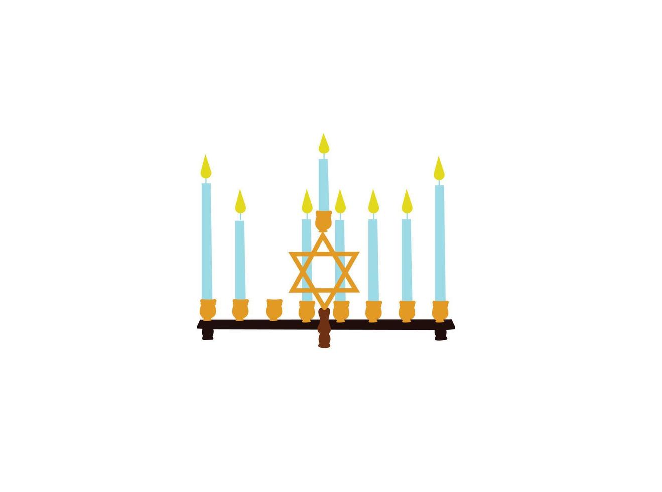 ícone de menorá de hanukkah preto isolado em fundo amarelo. ícone de religião. símbolo tradicional de hanukkah. religião de férias, festival judaico de luzes. estilo de sombra longa. vetor. vetor