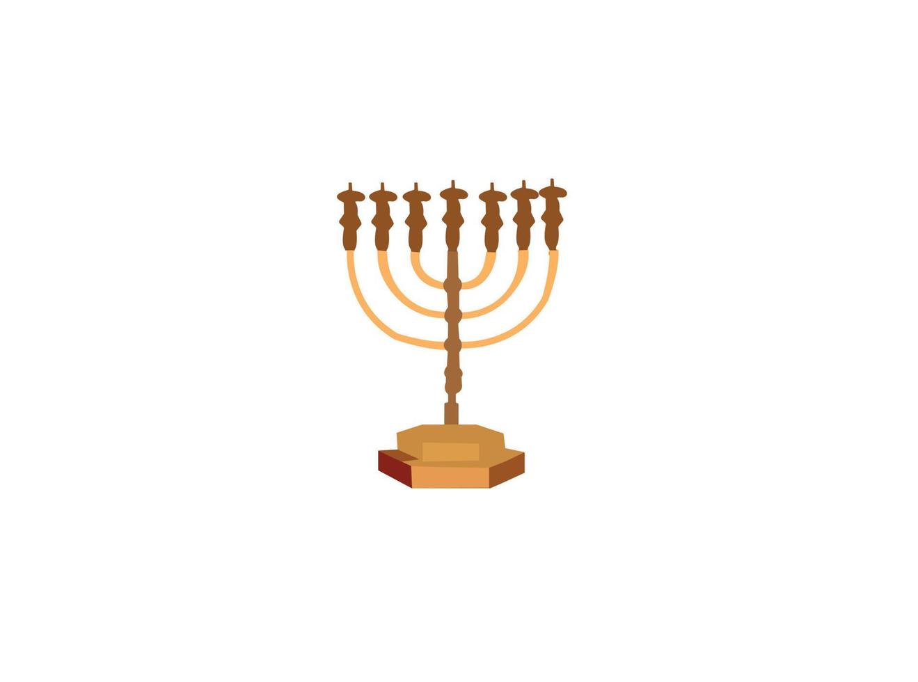 ícone de menorá de hanukkah preto isolado em fundo amarelo. ícone de religião. símbolo tradicional de hanukkah. religião de férias, festival judaico de luzes. estilo de sombra longa. vetor. vetor