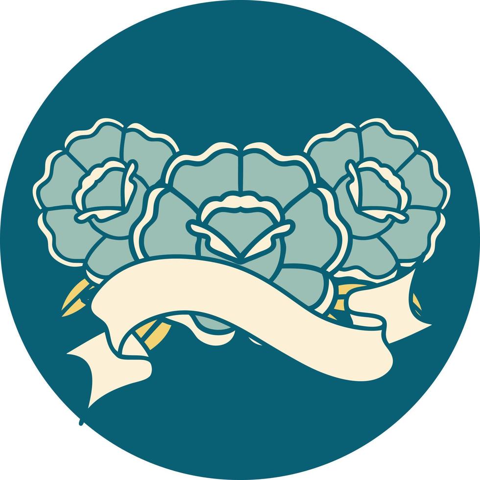 ícone com banner de um buquê de flores vetor