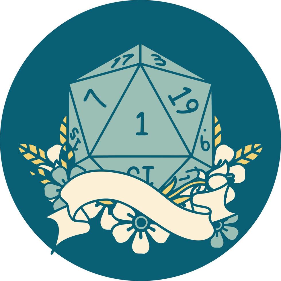 ilustração de rolagem de dados natural de um d20 vetor