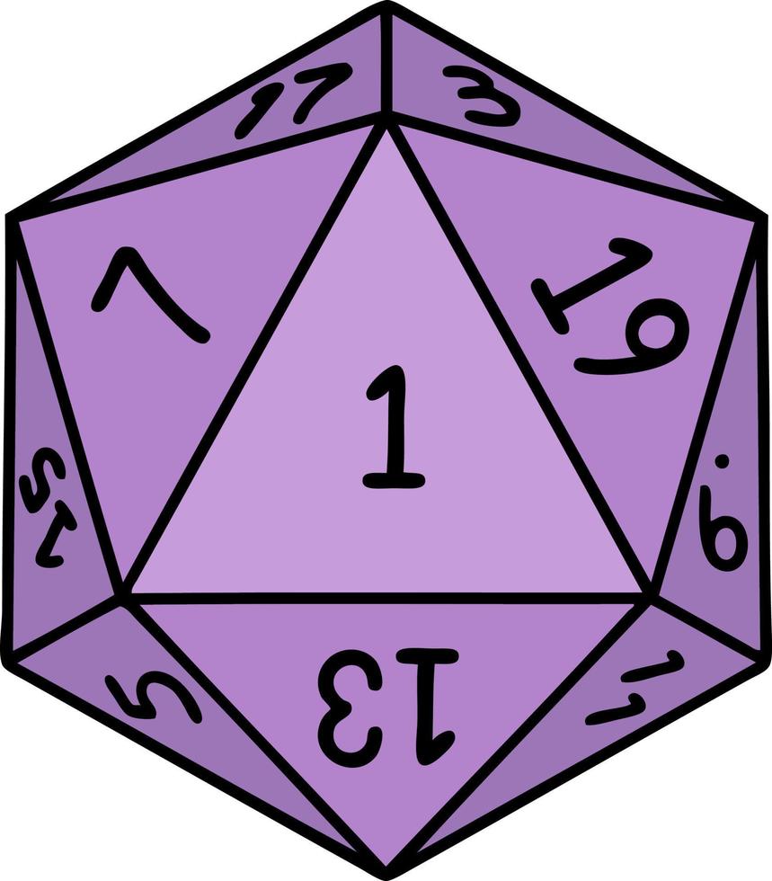 ilustração de rolagem de dados natural de 1 d20 vetor