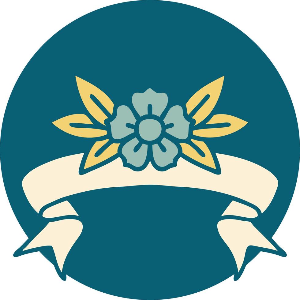 ícone com banner de uma flor vetor