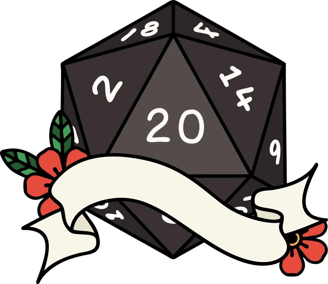 ilustração natural de rolo de dados de vinte d20 vetor