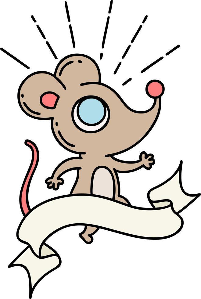 banner com personagem de mouse estilo tatuagem vetor