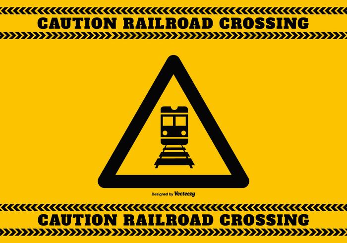 Sinal de precaução de cruzamento ferroviário vetor