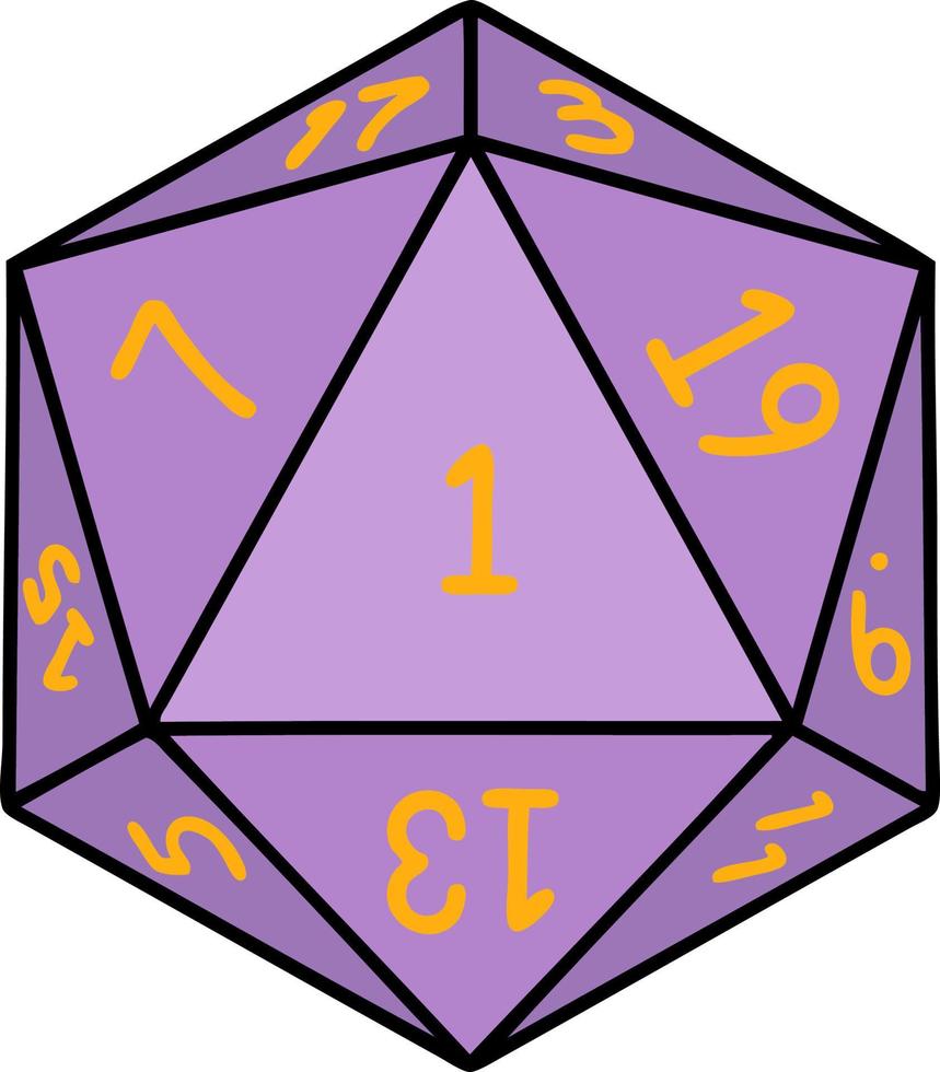 ilustração de rolagem de dados natural de 1 d20 vetor