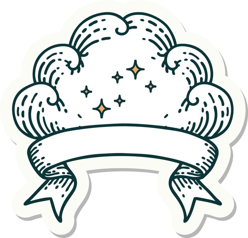 adesivo de tatuagem com banner de uma nuvem vetor