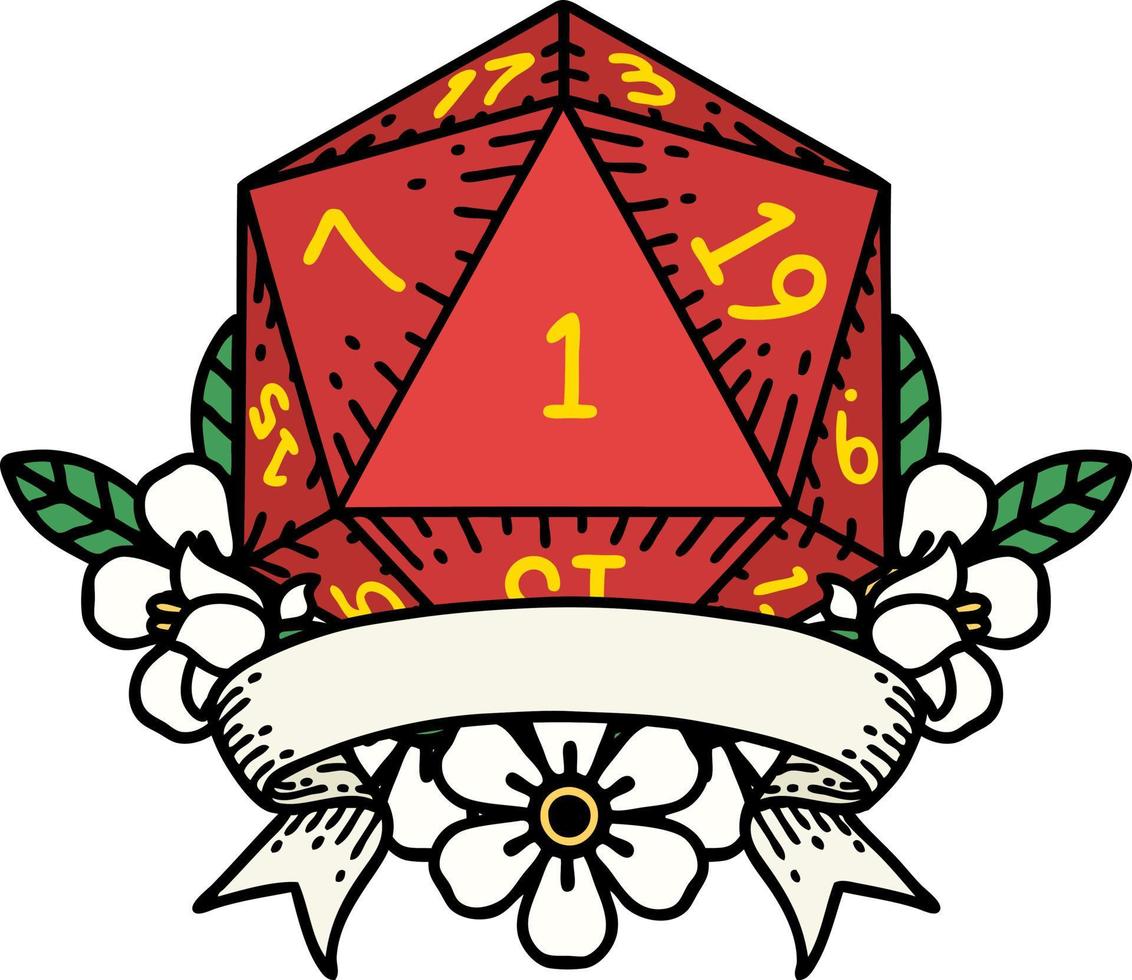 ilustração de rolagem de dados natural de um d20 vetor