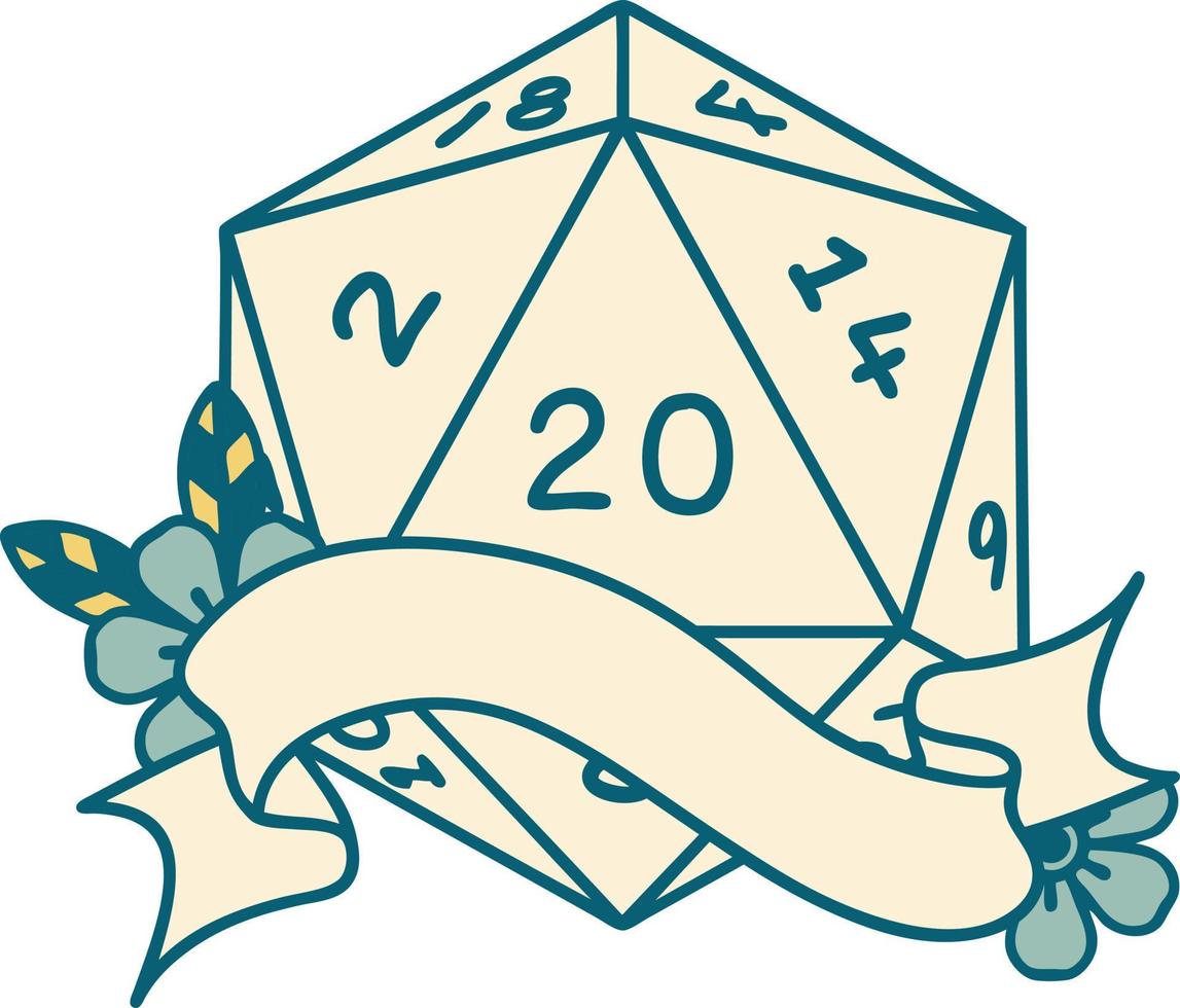 ilustração natural de rolo de dados de vinte d20 vetor