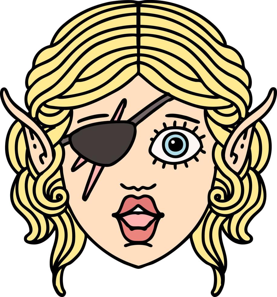 ilustração de rosto de personagem desonesto elfo vetor