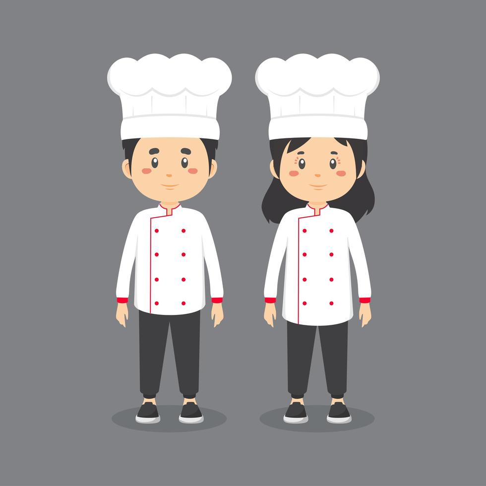 personagens vestindo uniforme de chef vetor