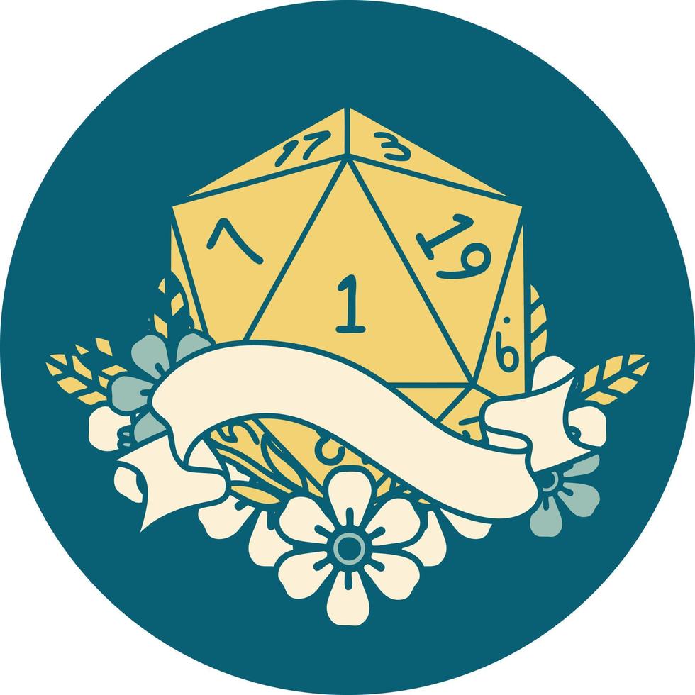 ilustração de rolagem de dados natural de um d20 vetor