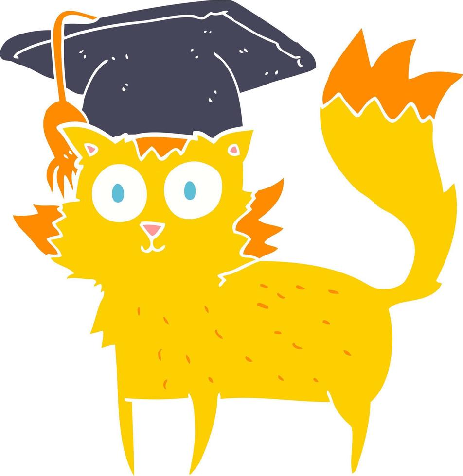 ilustração de cor lisa de pós-graduação de gato vetor