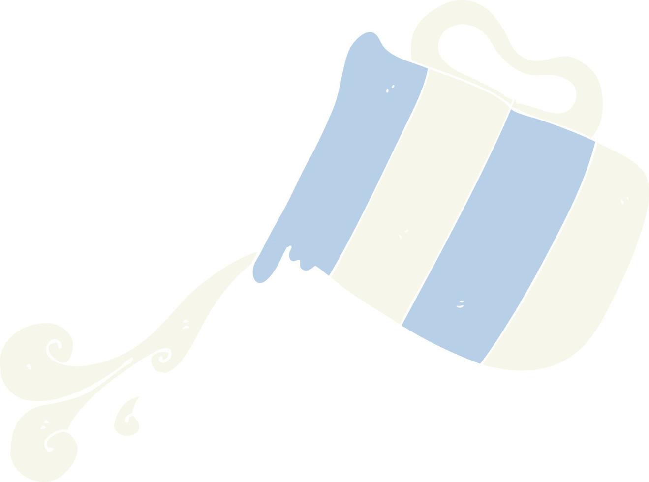 ilustração de cor lisa do jarro de leite derramando vetor