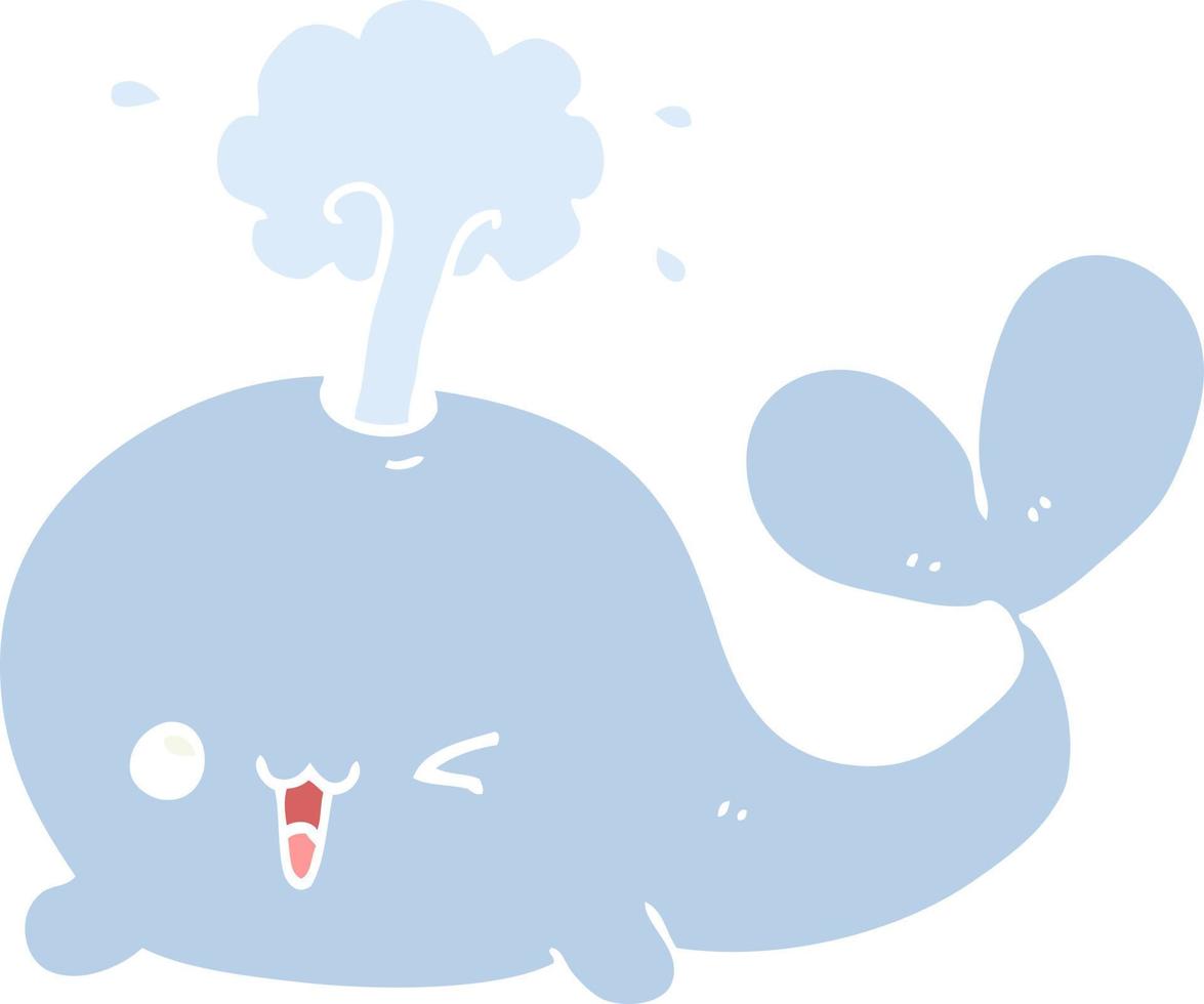 baleia de desenho animado de estilo de cor plana vetor