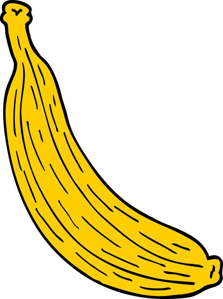 desenho animado doodle banana amarela vetor