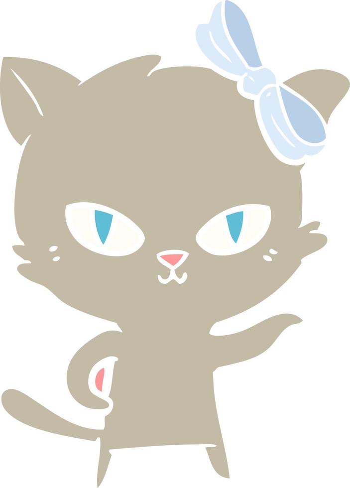 gato de desenho animado de estilo de cor plana bonito vetor