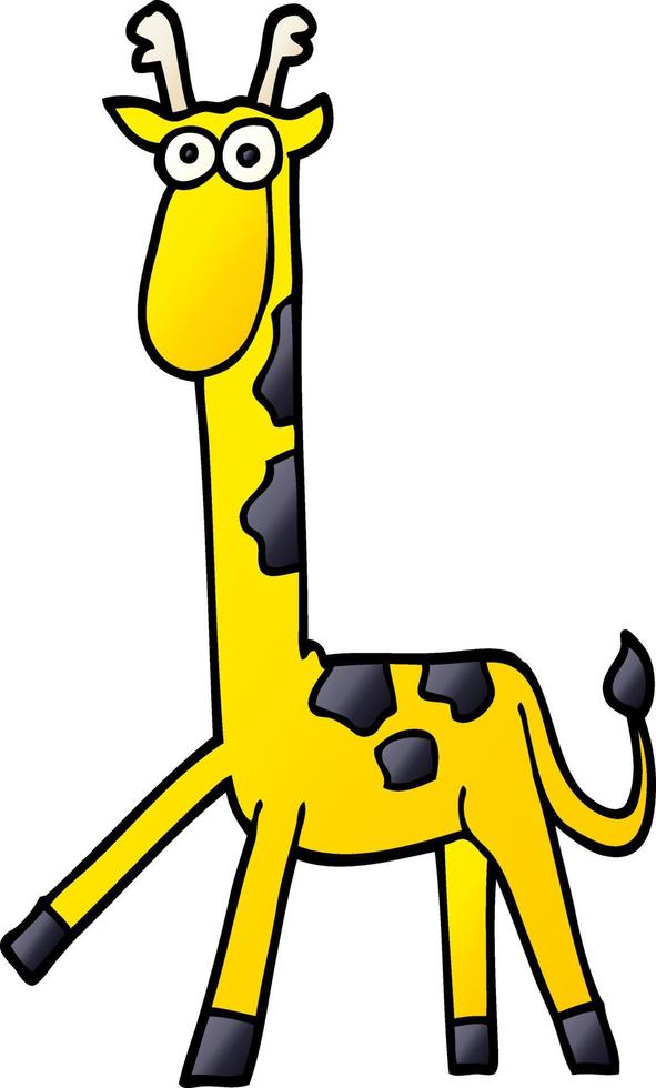 doodle de desenho animado andando girafa vetor