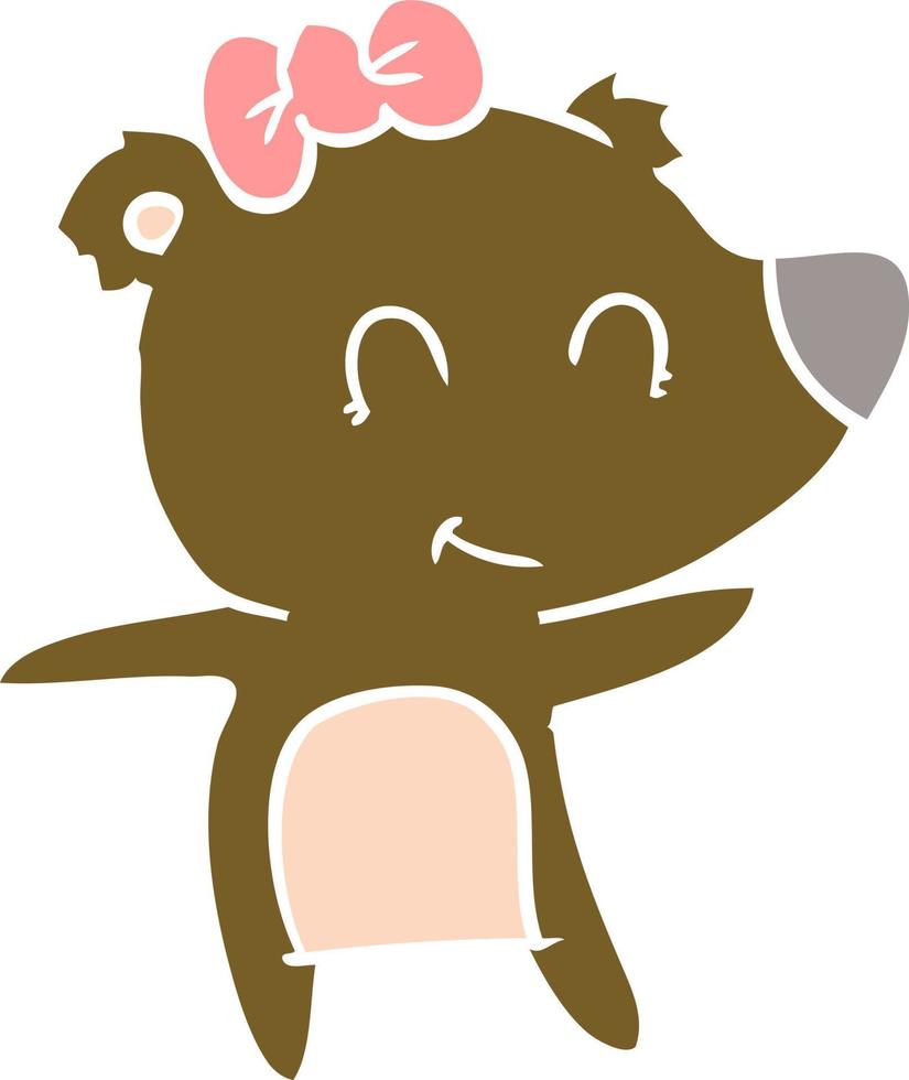 desenho de estilo de cor plana de urso feminino vetor