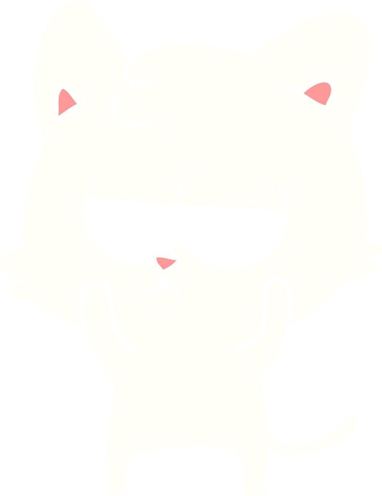 gato de desenho animado de estilo de cor plana entediado vetor