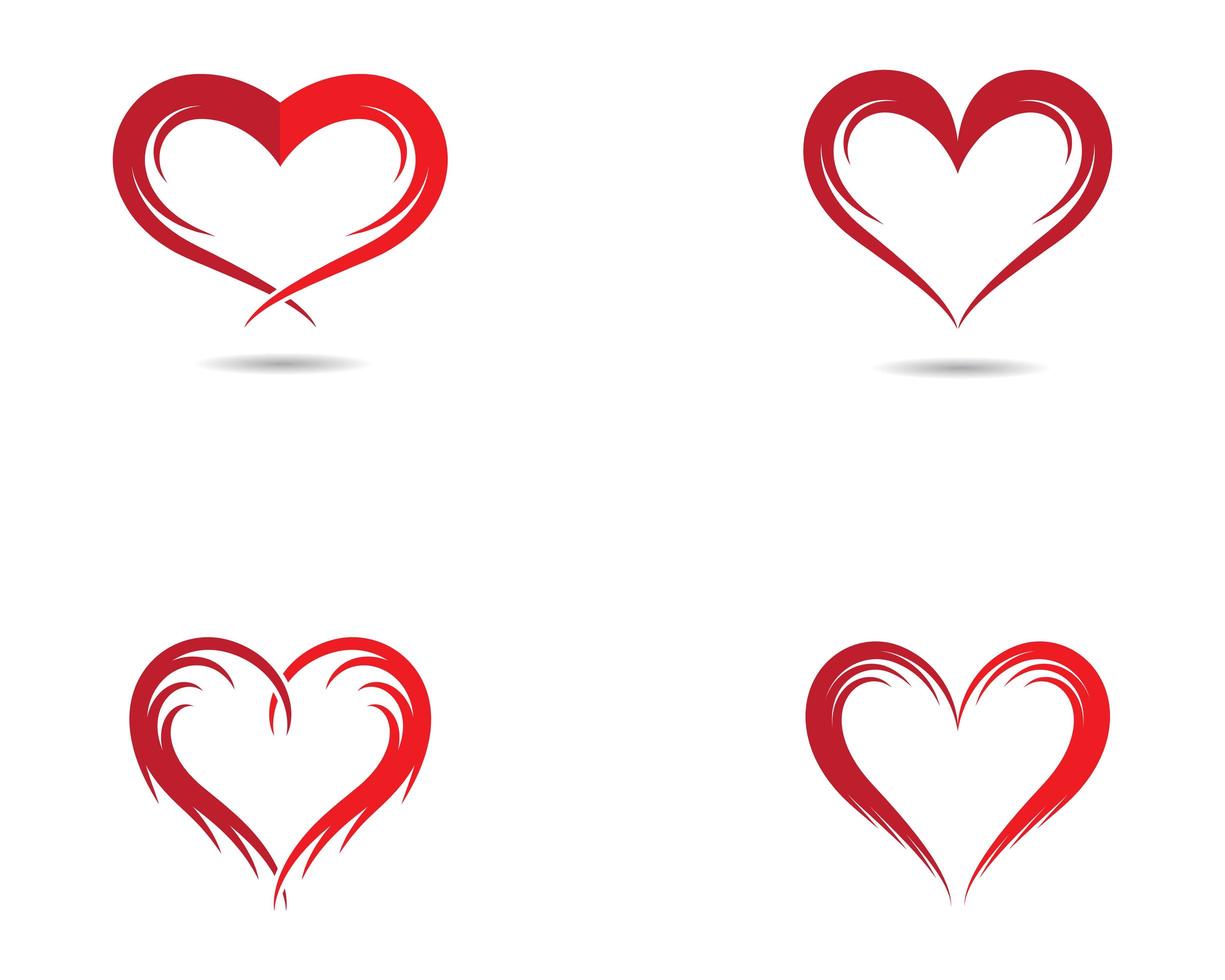 conjunto de logotipo de contorno de coração vetor