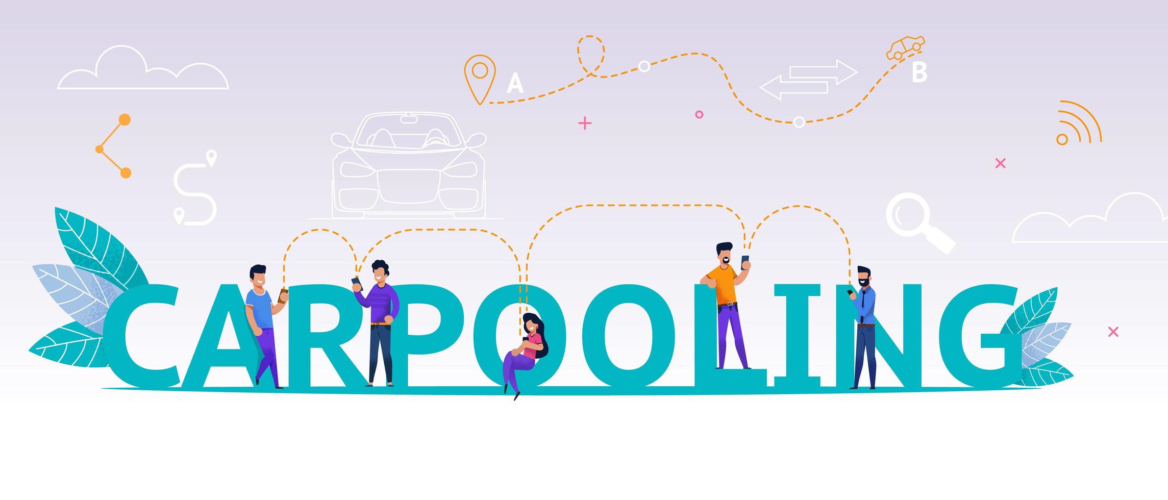 pessoas que usam o aplicativo de carpooling on-line vetor