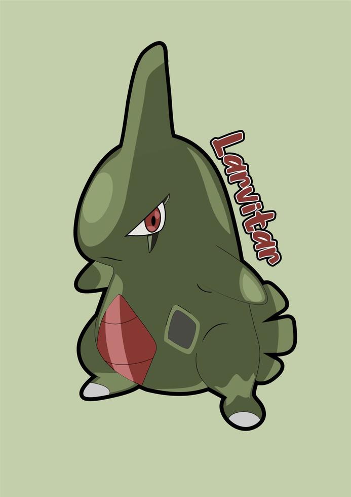 personagem de desenho animado pokemon larvitar vetor