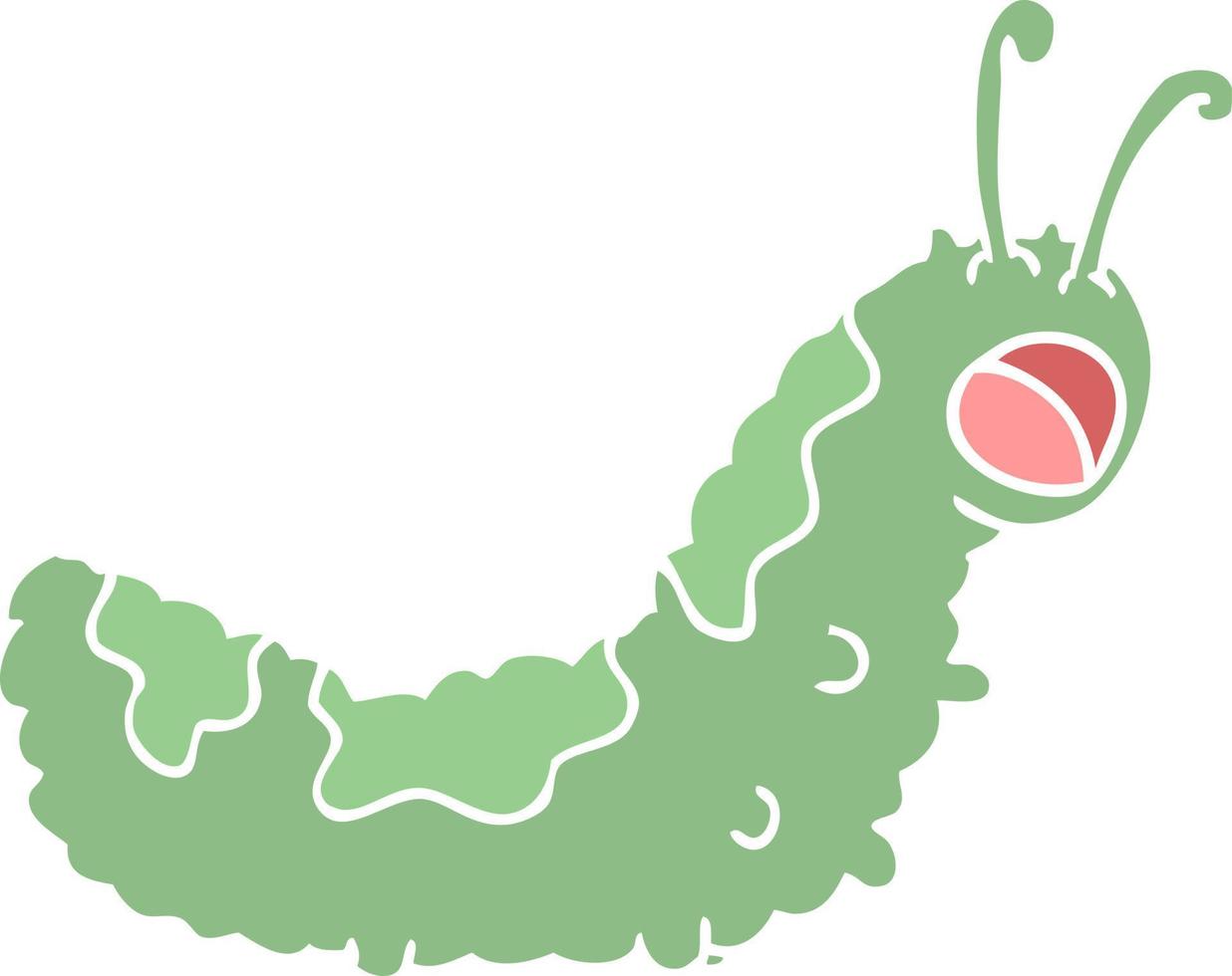 lagarta de desenho animado de estilo de cor plana engraçada vetor