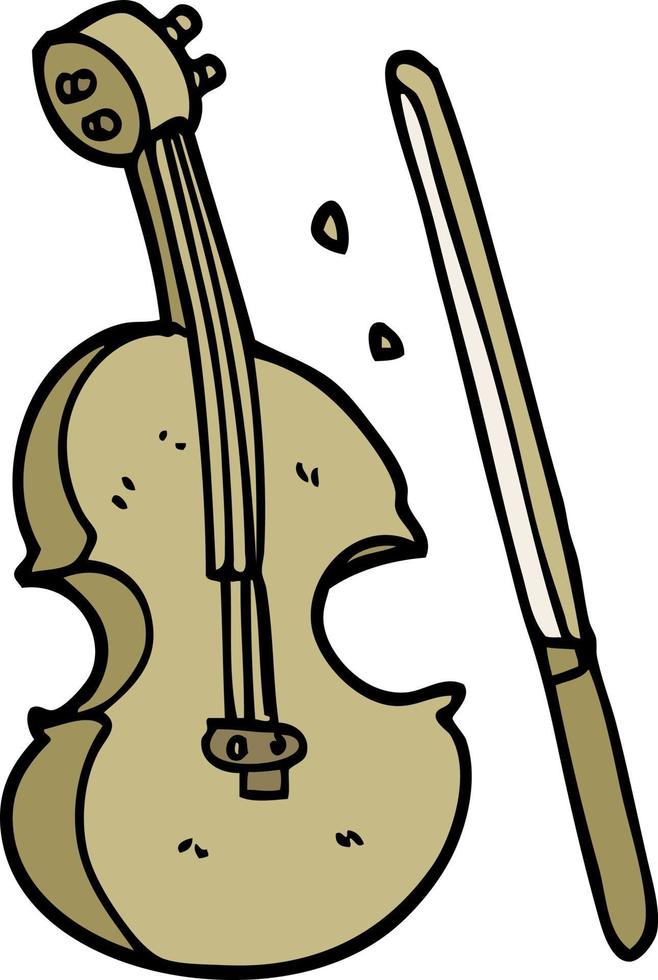 desenho animado doodle violino e arco vetor