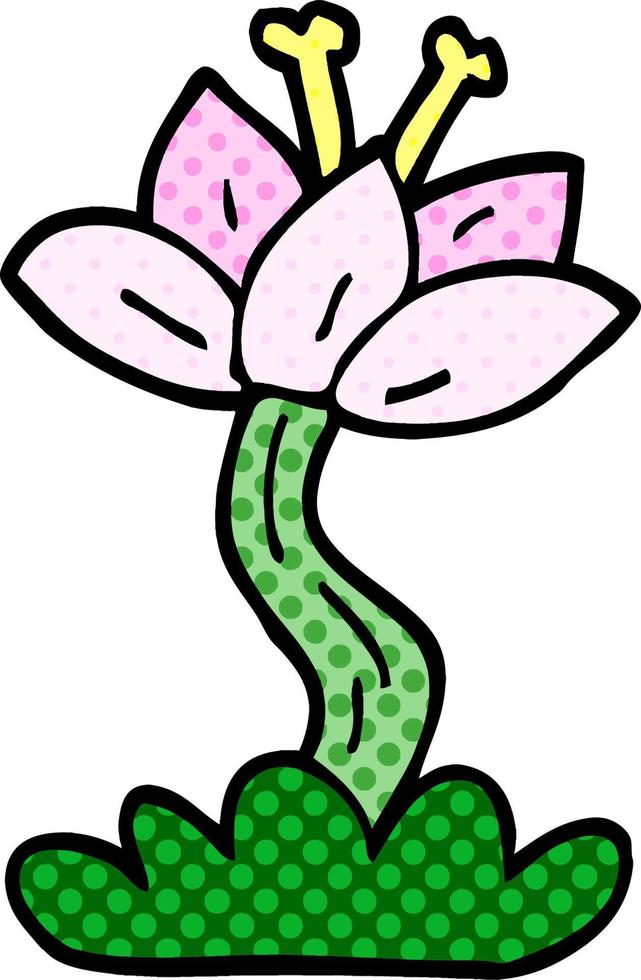 flor de lilly doodle de desenho animado vetor