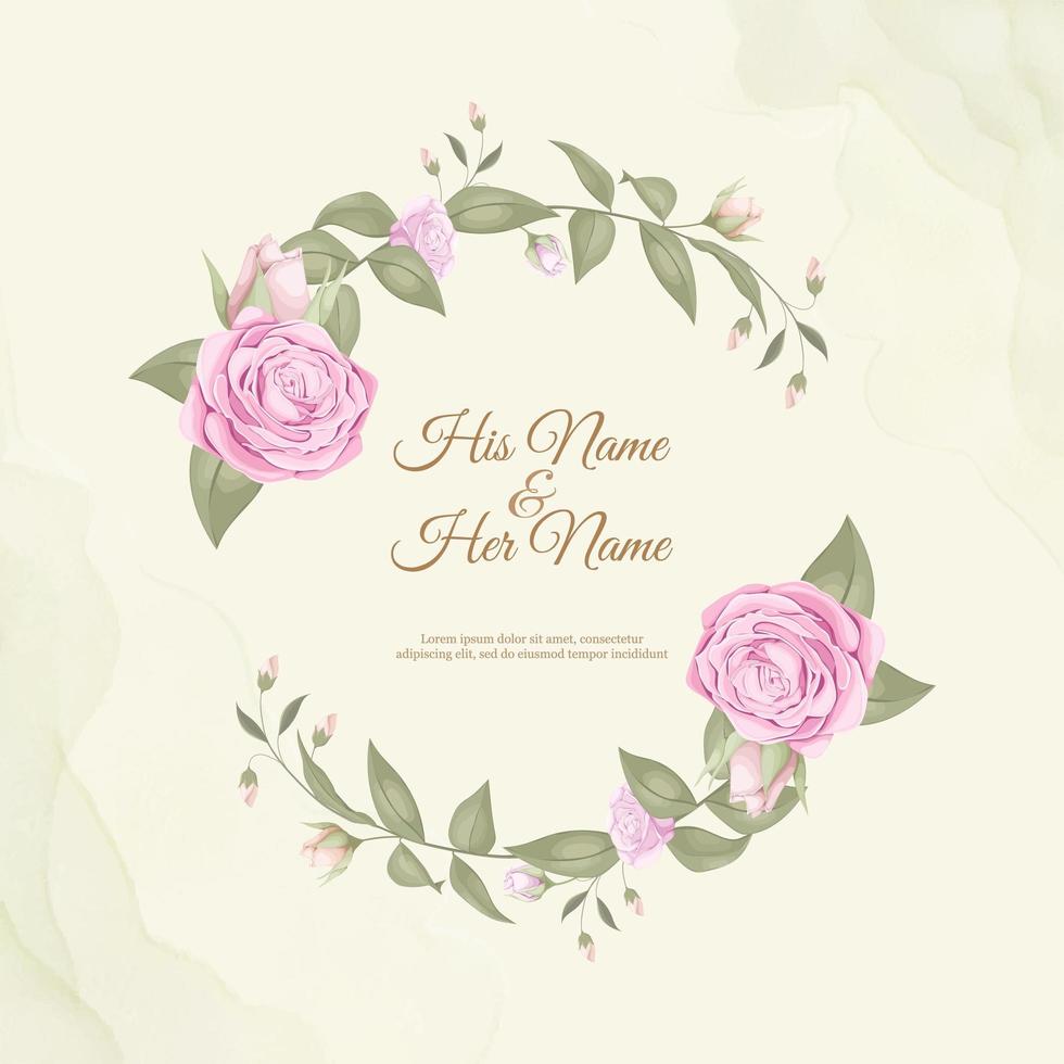 design de cartão de convite de casamento elegante rosa arredondada vetor