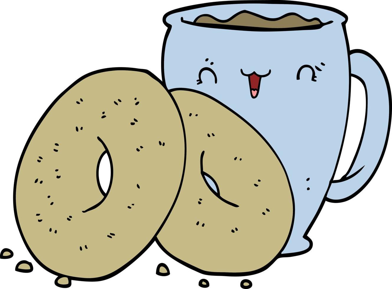 cartoon café e donuts vetor
