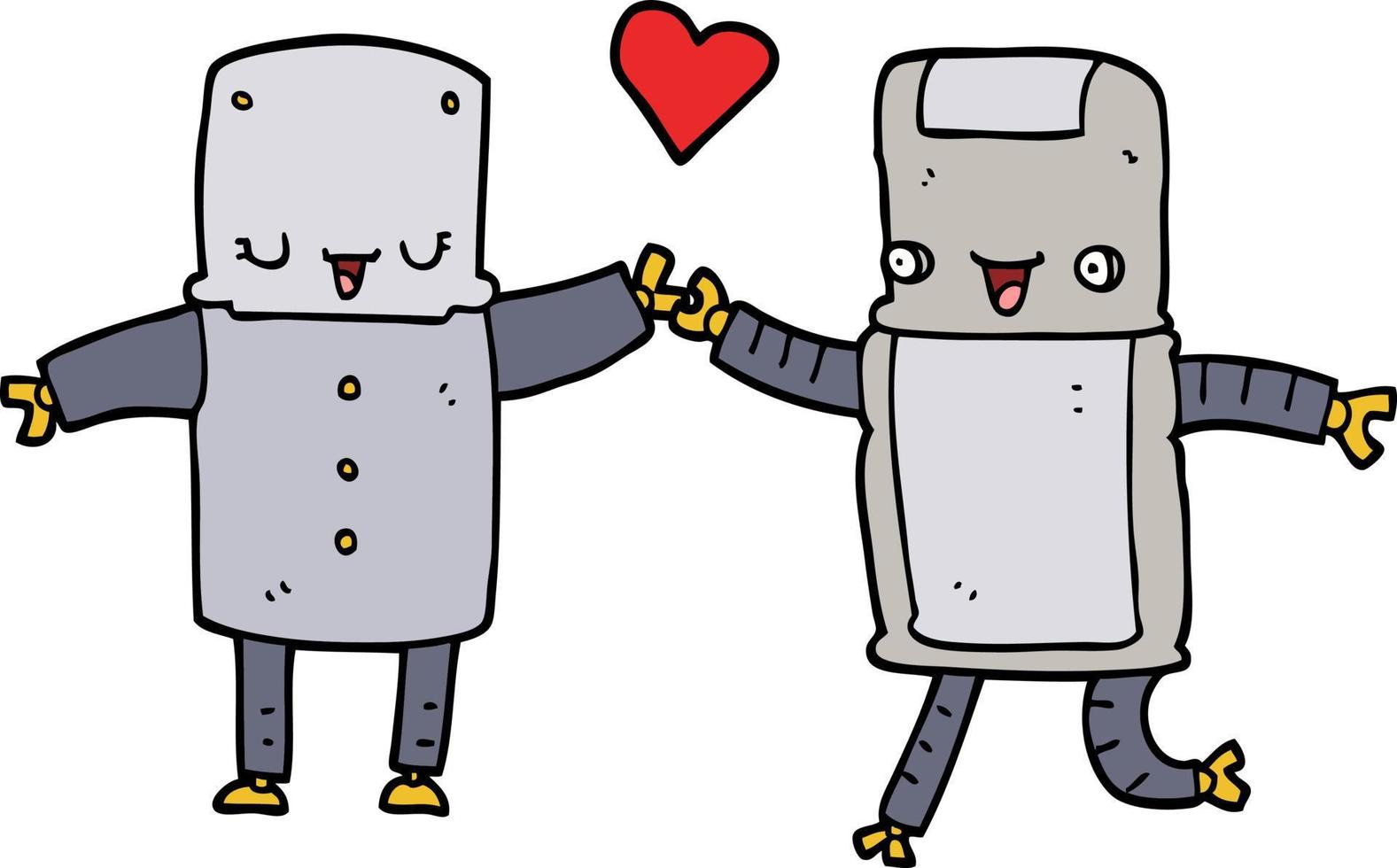 robôs de desenho animado apaixonados vetor