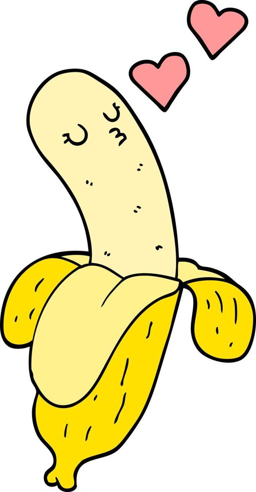 banana de desenho animado apaixonada vetor