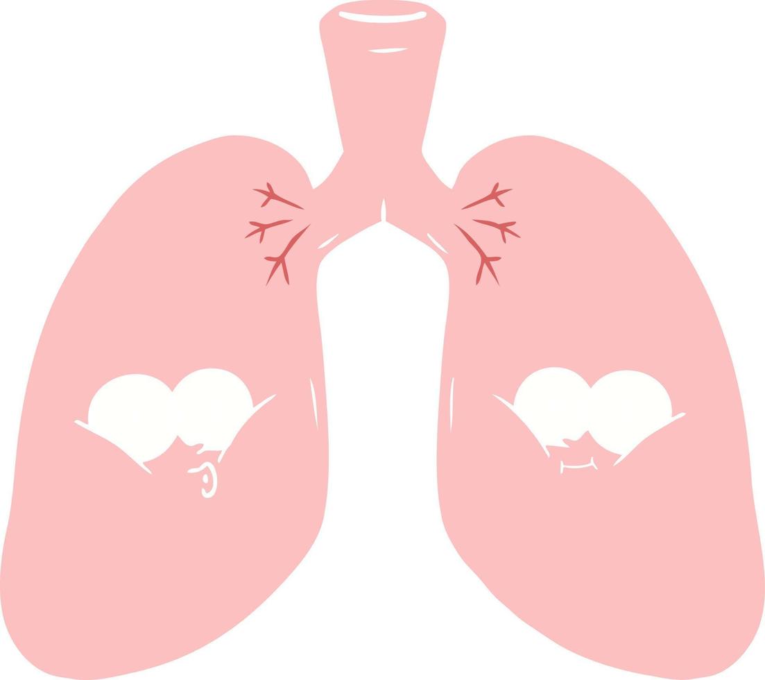 pulmões de desenhos animados de estilo de cor plana vetor