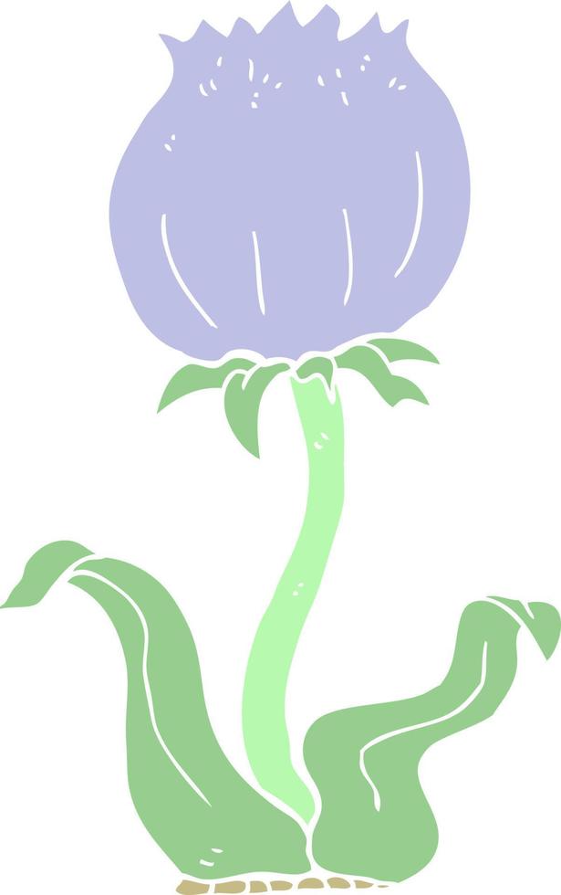 flor selvagem de desenho animado de estilo de cor plana vetor