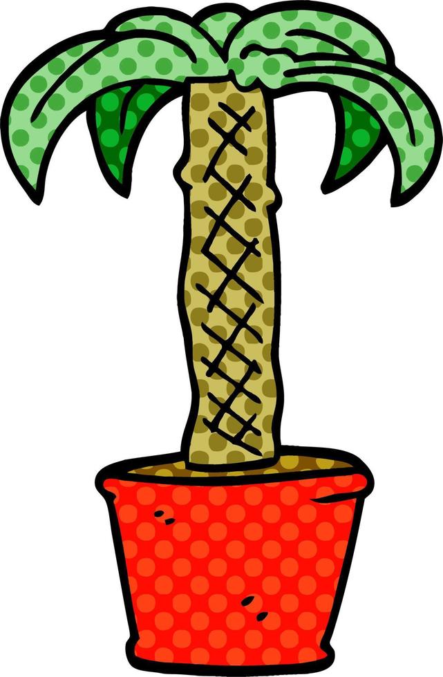 planta em vaso de doodle de desenho animado vetor