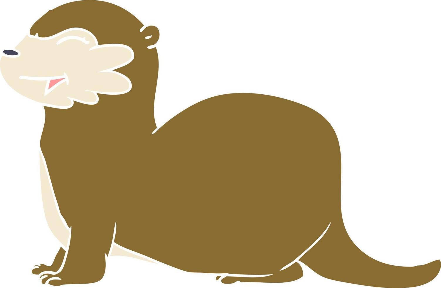 desenho de estilo de cor plana de lontra rindo vetor