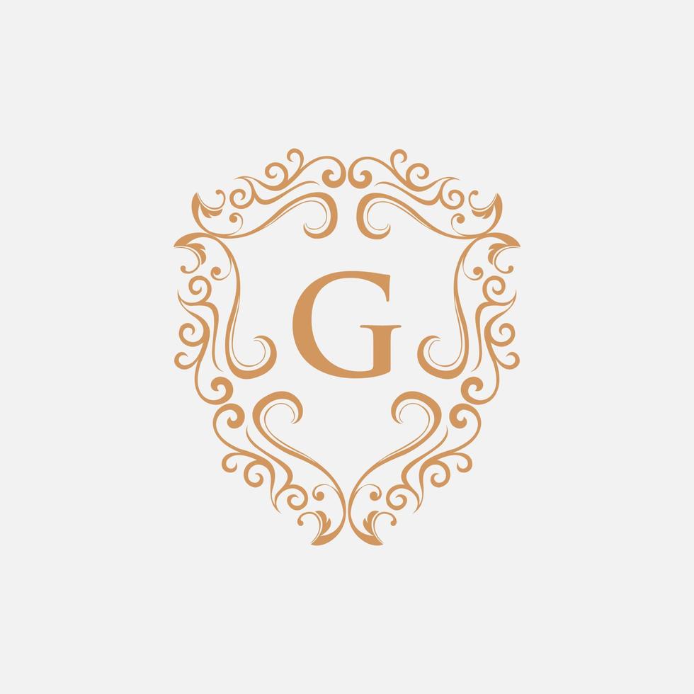 letra g ornamento escudo logotipo de luxo vetor