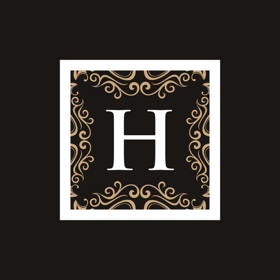 letra h moldura logotipo ornamentado de luxo vetor
