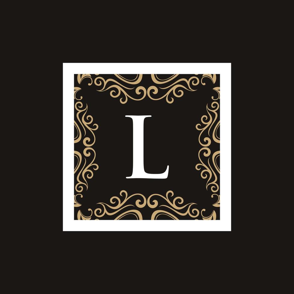 letra l moldura logotipo de monograma ornamentado de luxo vetor